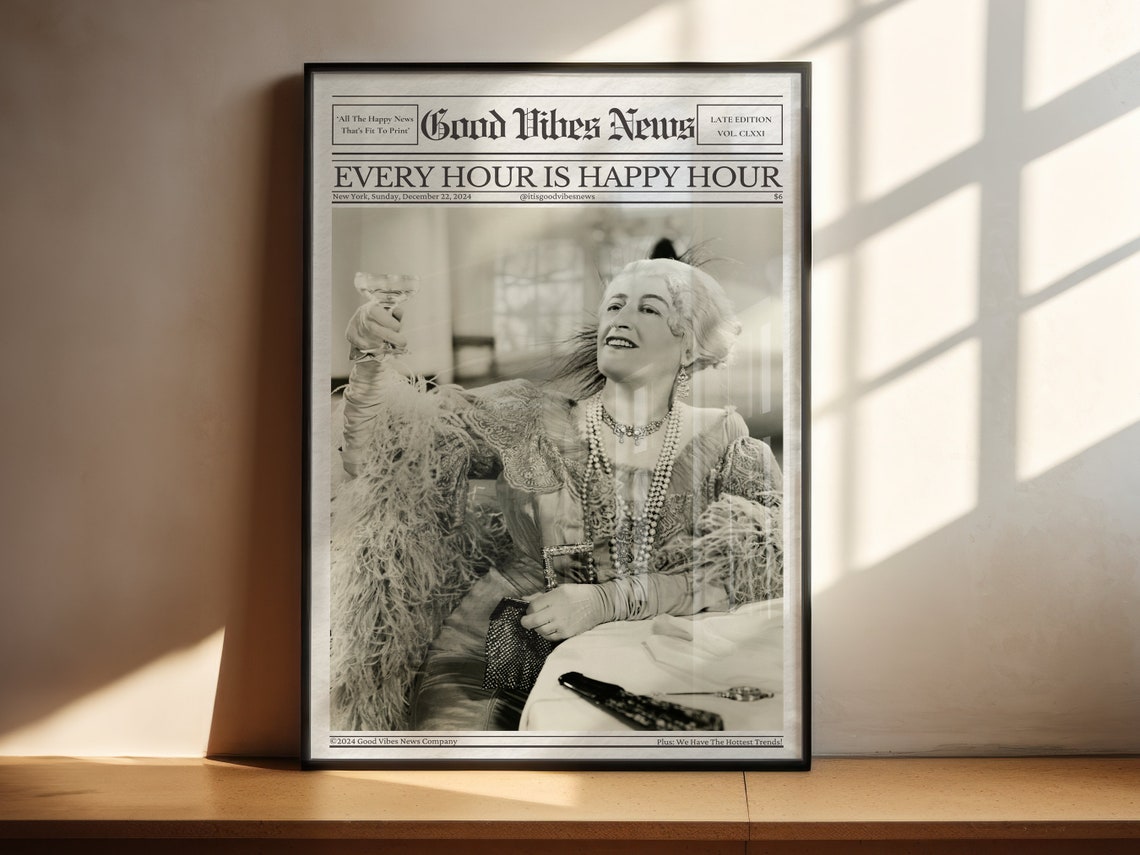Every Hour Is Happy Hour Vintage Cocktail Toast Photo Poster - Image 3