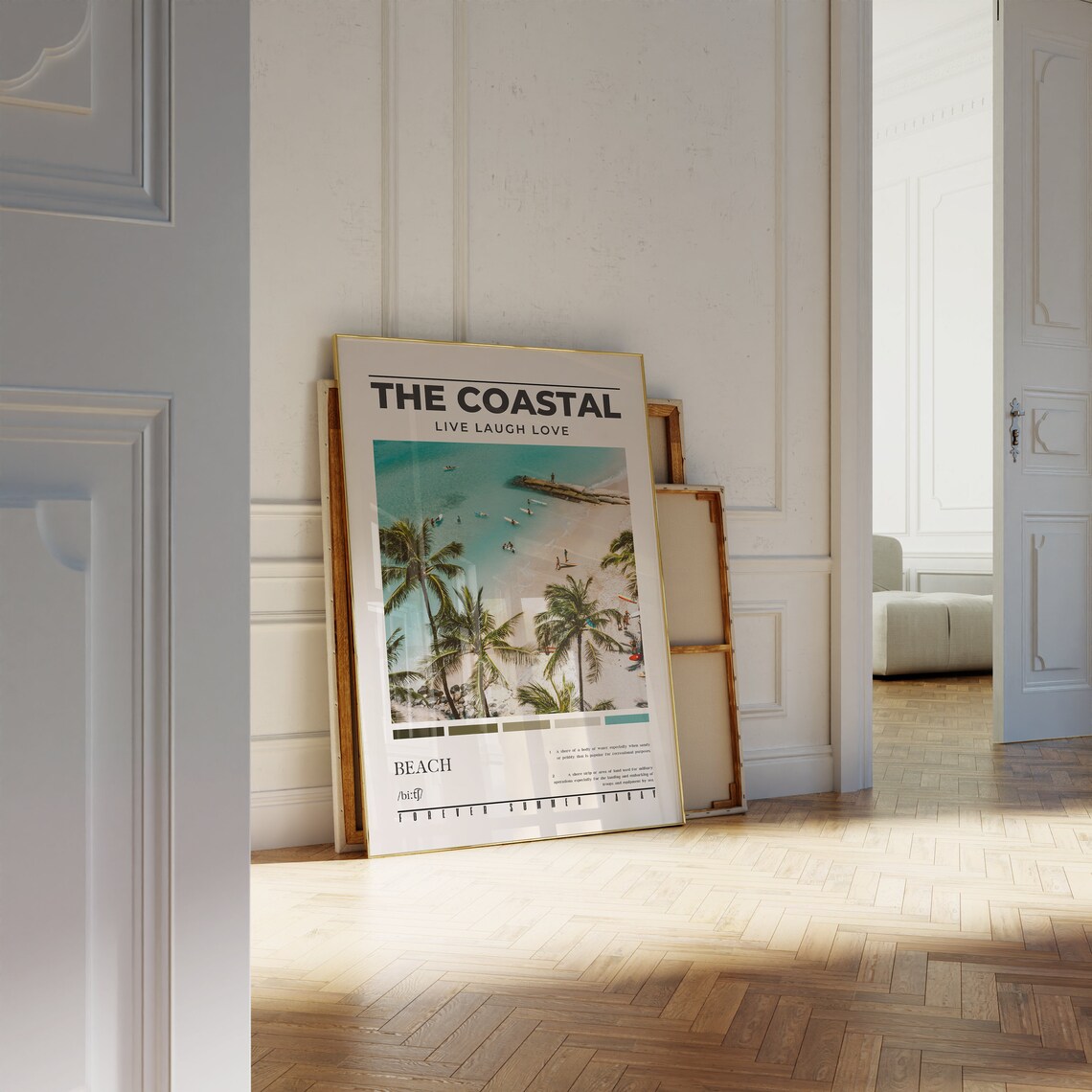 The Coastal Live Laugh Love Palm Beach Aerial Jetty Turquoise Ocean Poster - Image 2