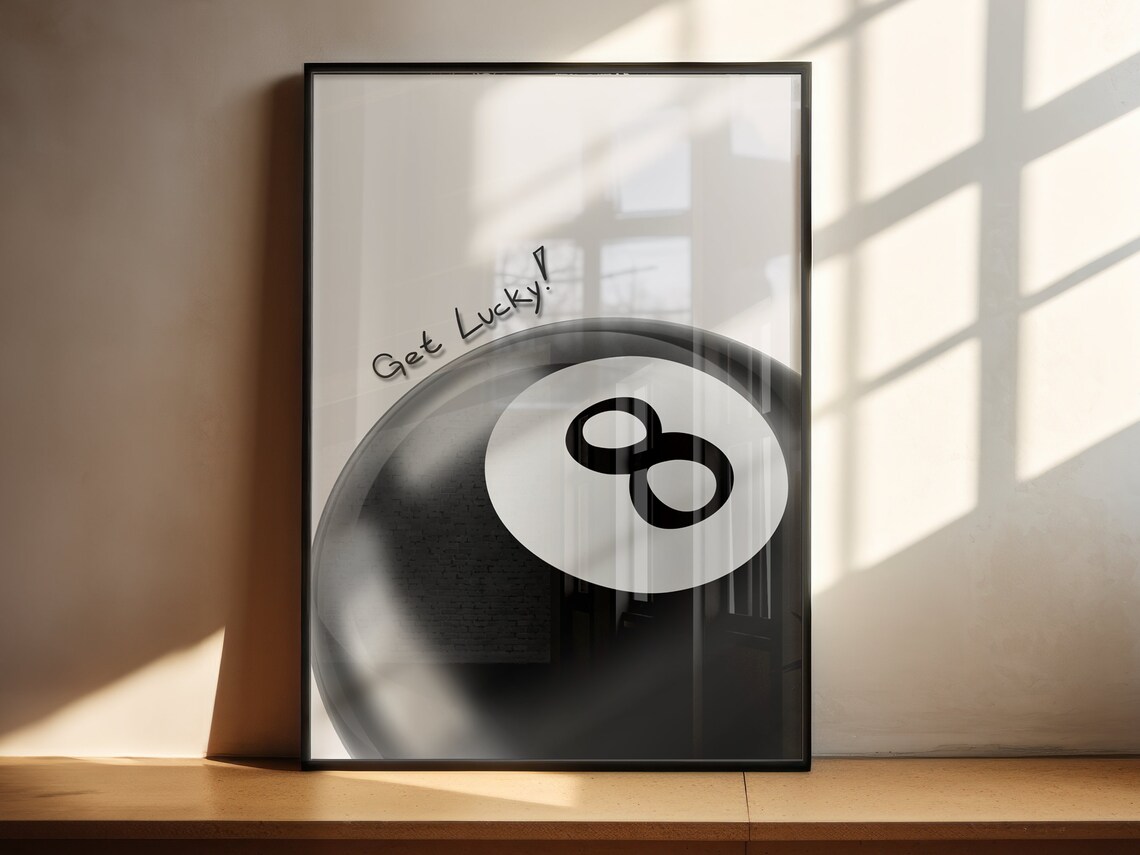 Black Retro Eight Ball Poster, 70s Y2K Aesthetic - Image 3