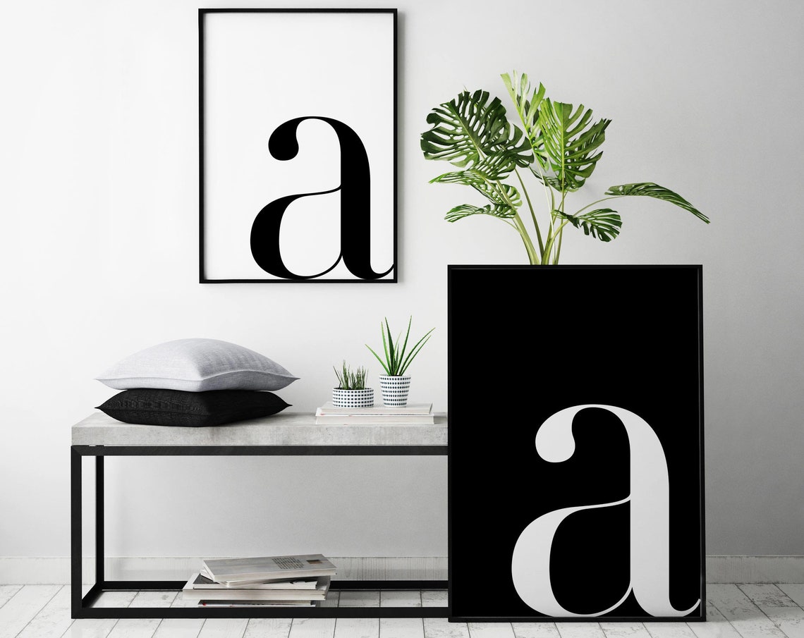 Lowercase Letter A Typography Duo Black White Minimalist Poster