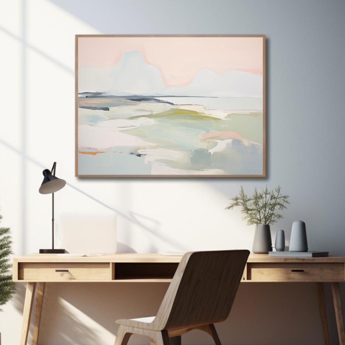 Blush Pink Abstract Seascape Minimalist Coastal Horizon Art Poster - Image 3
