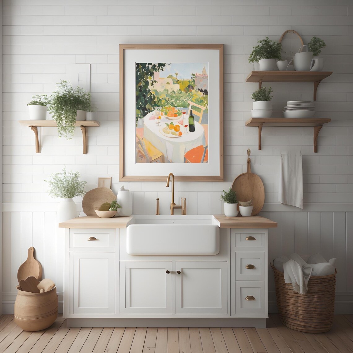 Italy Garden Dining Painting Outdoor Table Wine Oranges Summer Poster - Image 2
