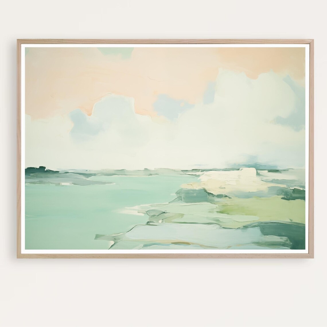 Mint Green Abstract Seascape Ocean Water Painting Coastal Poster