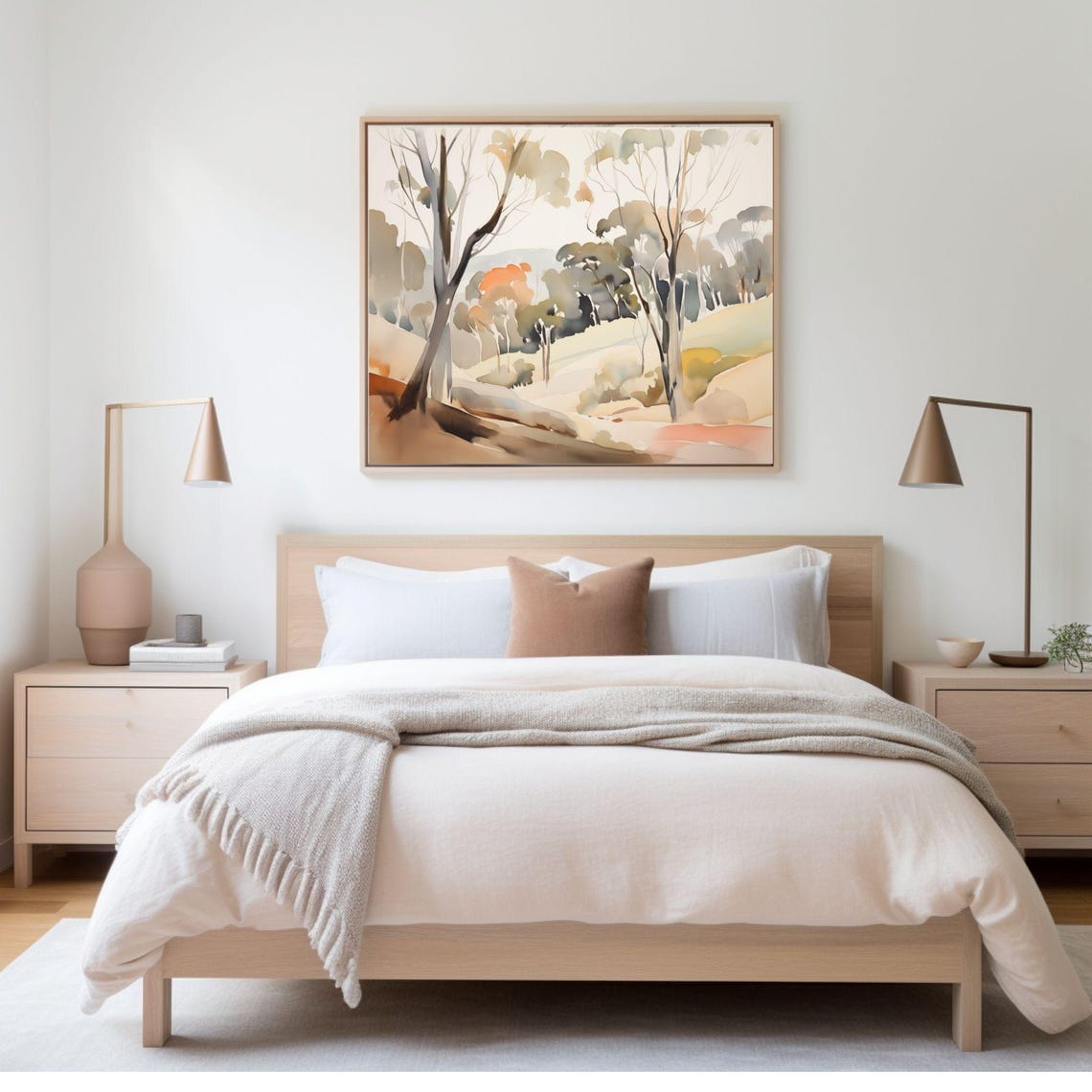 Neutral Eucalyptus Tree Watercolor Landscape Warm Earth Tone Poster - Image 2