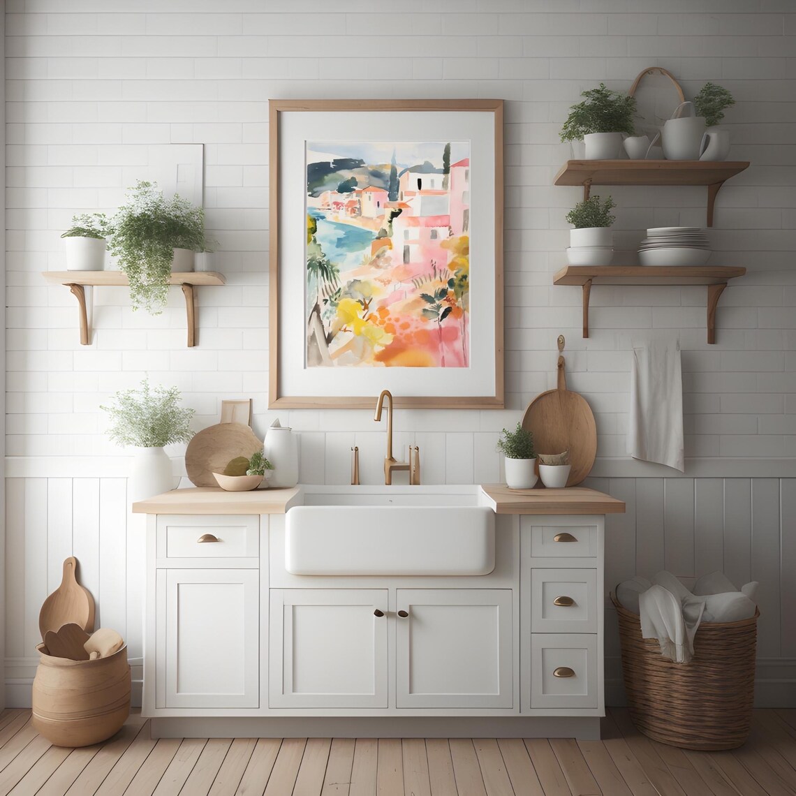 Naxos Greece Watercolor Greek Island Village Seaside Travel Poster - Image 2