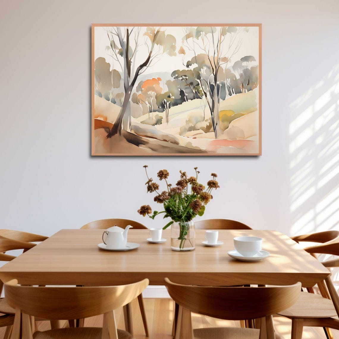Neutral Eucalyptus Tree Watercolor Landscape Warm Earth Tone Poster - Image 4