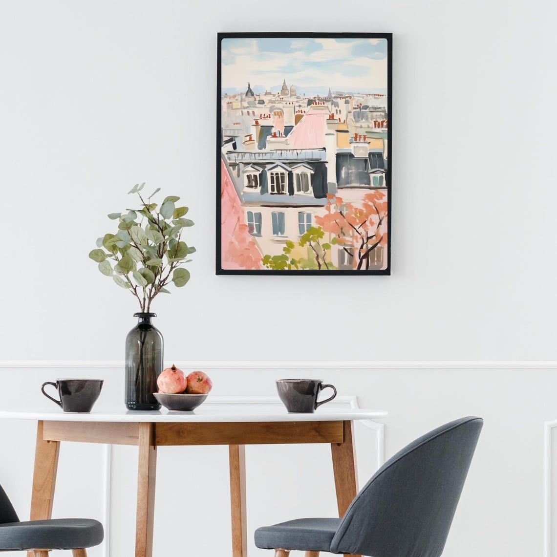 Paris Rooftops Watercolor Cityscape Painting Montmartre Skyline Poster - Image 4