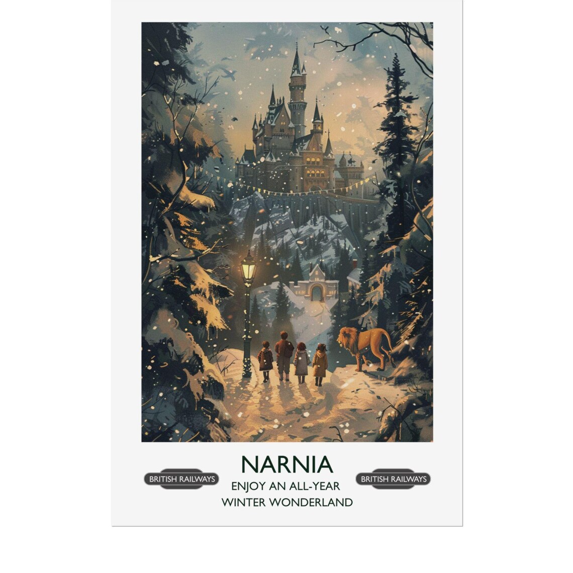 C S Lewis The Chronicles Of Narnia The Lion The Witch And The Wardrobe Literary Travel Poster Classic Childrens Literature - Image 2