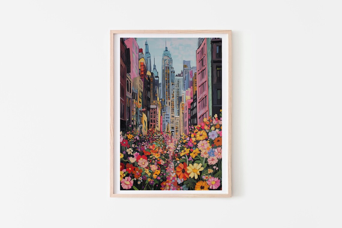 New York Cityscape Bloom Modern Art Print