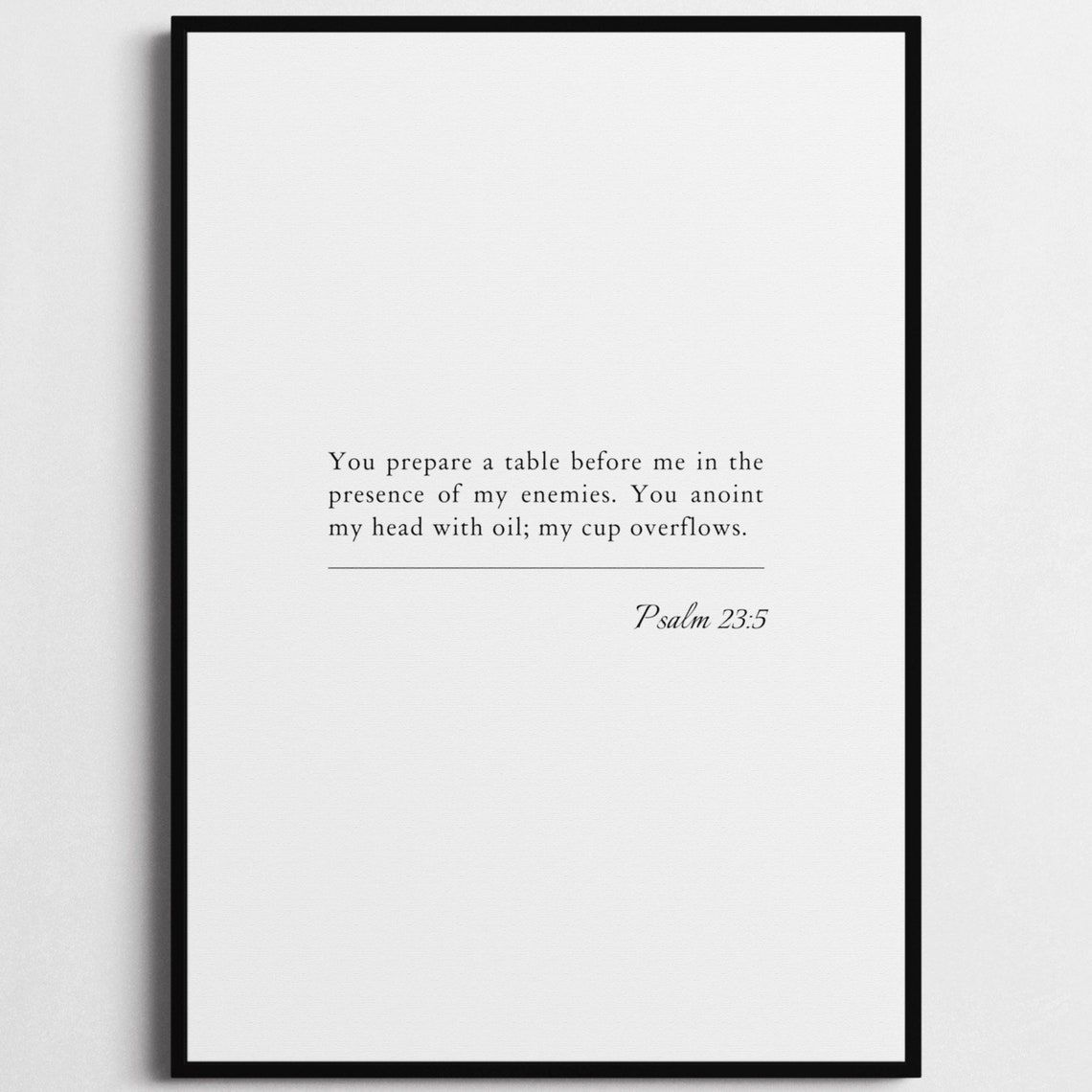 Psalm 235 Bible Verse Poster Bible Verse Framed Print Christian Wall Art You Prepare A Table Before Me Religious Gift