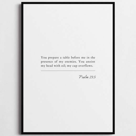 Psalm 23:5 Bible Verse My Cup Overflows Minimalist Christian Poster