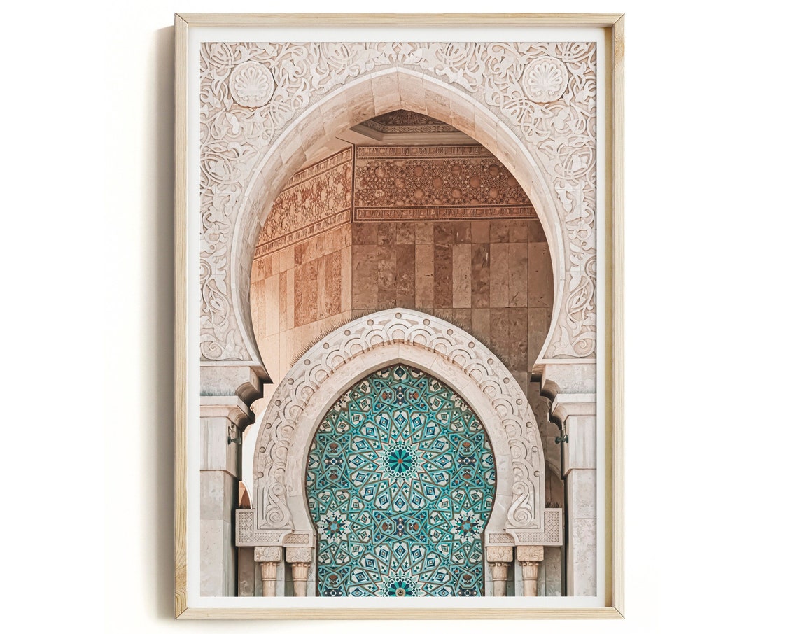 Moroccan Horseshoe Arch Turquoise Zellige Mosaic Tilework Art Print - Image 2