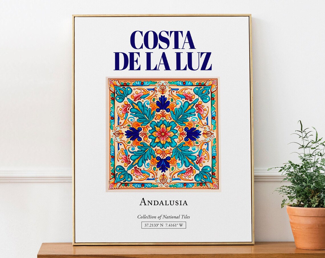 Costa De La Luz Andalusia Spain Minimalist Tile Art Print