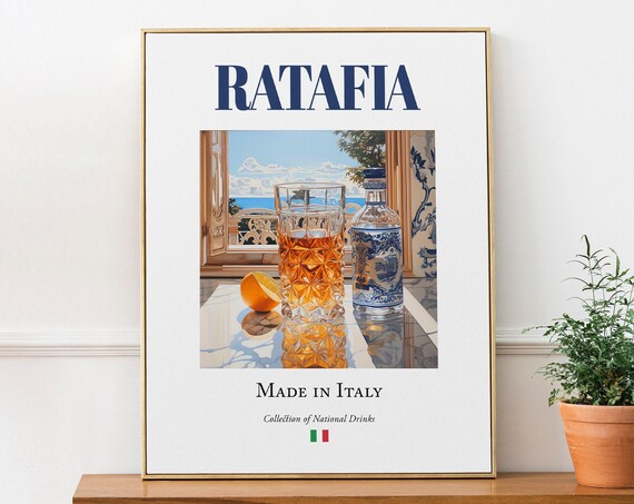 Ratafia On Maiolica Tile, Italian Beverage Poster