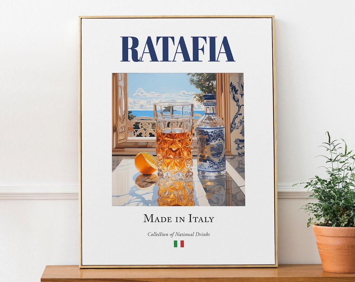 Ratafia On Maiolica Tile, Italian Beverage Poster