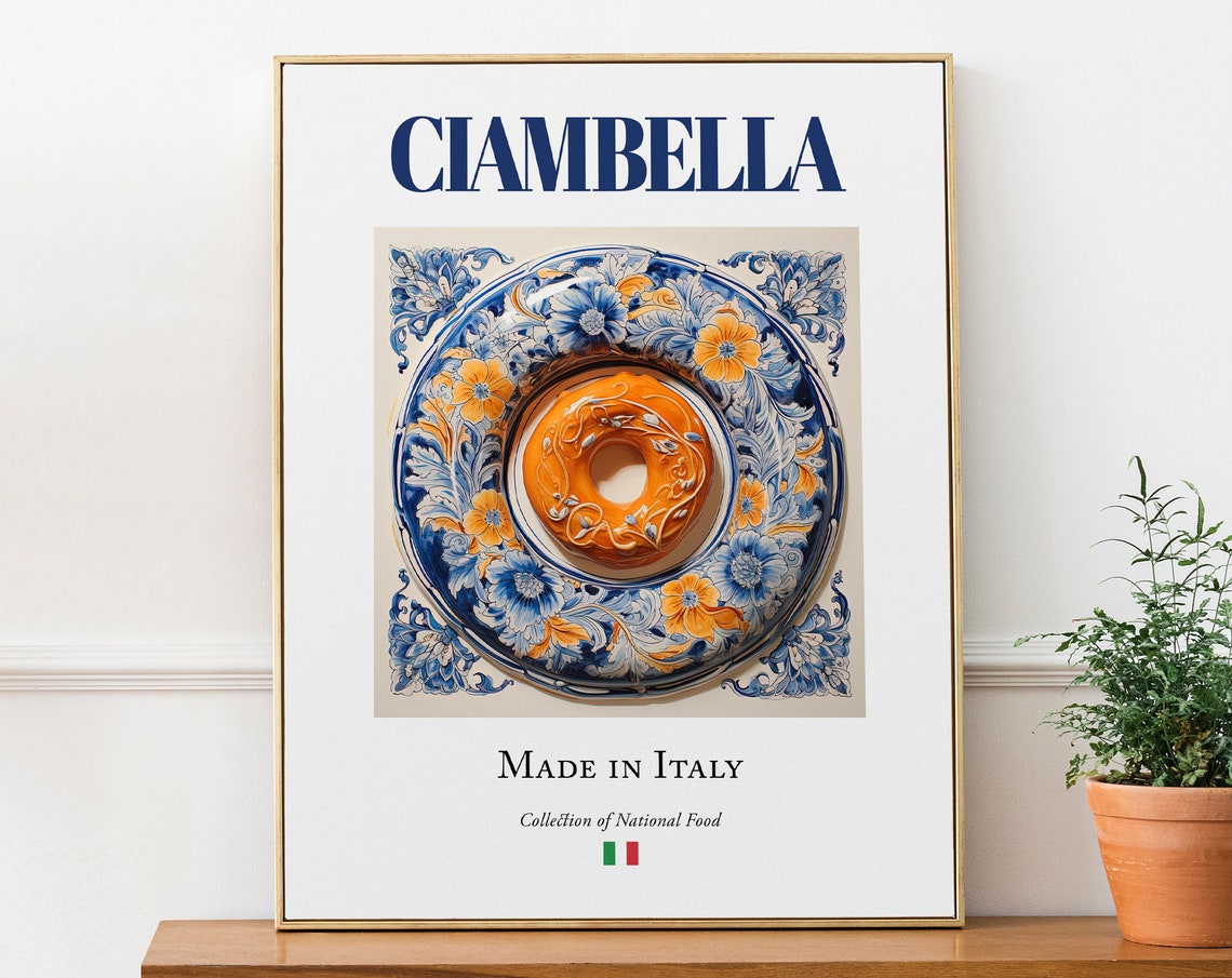 Ciambella On Maiolica Tile Plate, Italian Food Poster