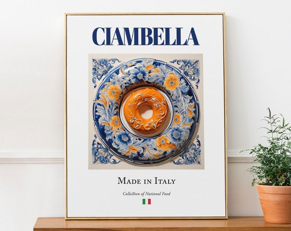 Ciambella On Maiolica Tile Plate, Italian Food Poster