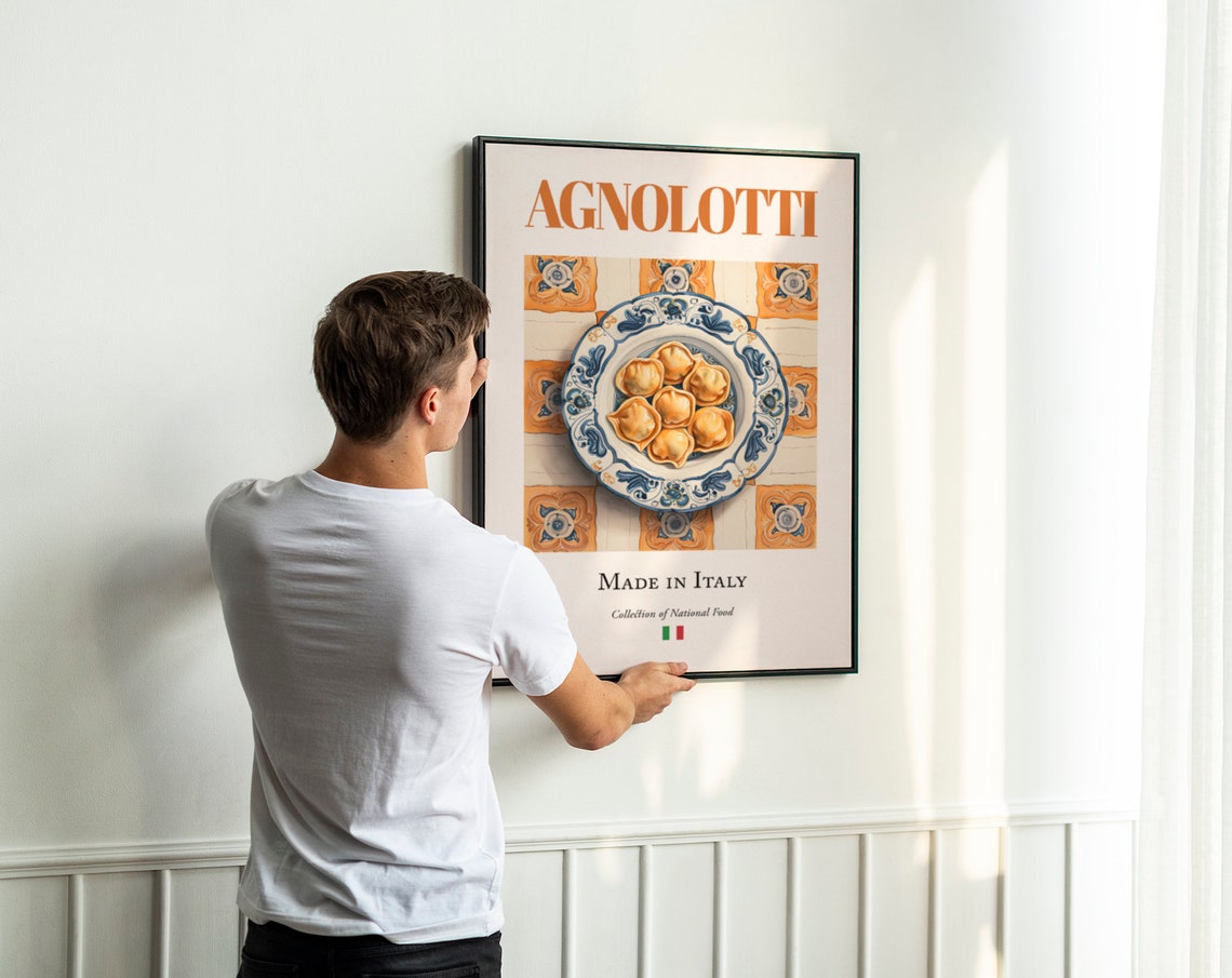 Agnolotti On Maiolica Tile Plate, Italian Food Poster - Image 3