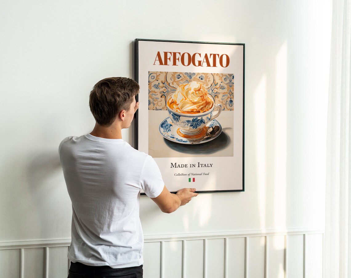 Affogato On Maiolica Tile Plate, Italian Food Poster - Image 2