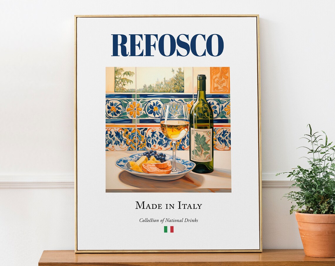 Refosco Wine On Maiolica Tile, Italian Kitchen Bar Poster