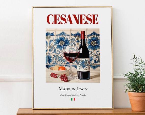 Cesanese on Maiolica Tile, Italian Beverage Art Print