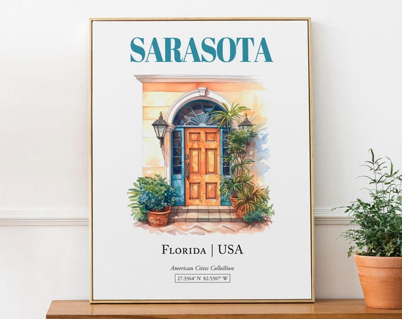 Sarasota Florida Minimalist Watercolor Travel Poster