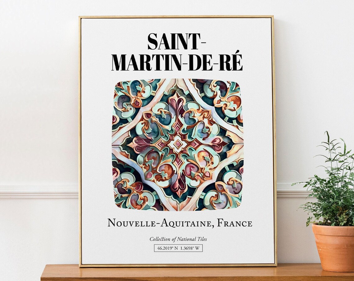 Saint-Martin-de-France Folk Tile Pattern Art Print