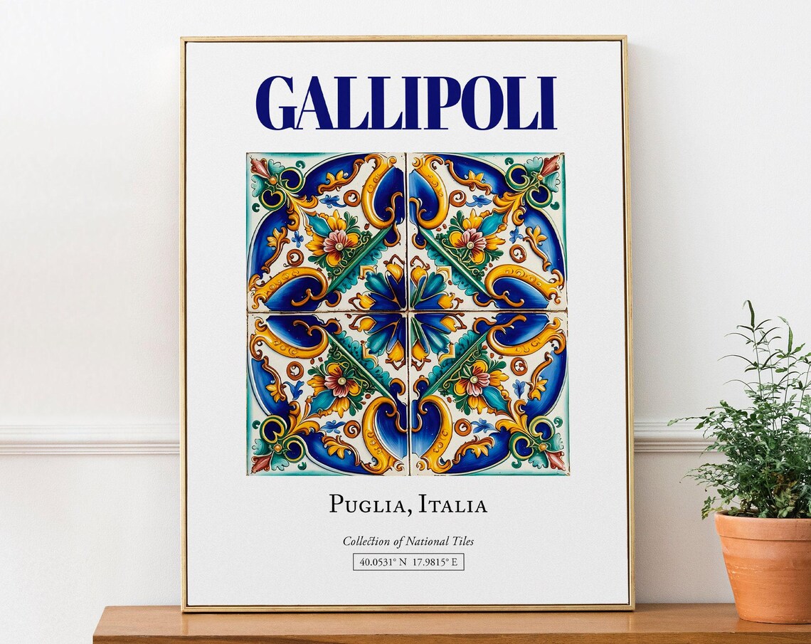 Gallipoli Puglia Italy Folk Maiolica Travel Poster