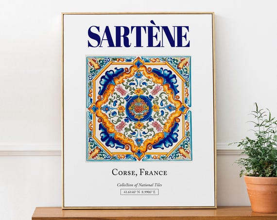 Sartene Corse France Minimalist Travel Poster