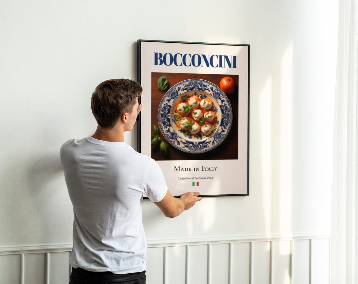 Bocconcini On Maiolica Tile Plate, Italian Food Poster - Image 2