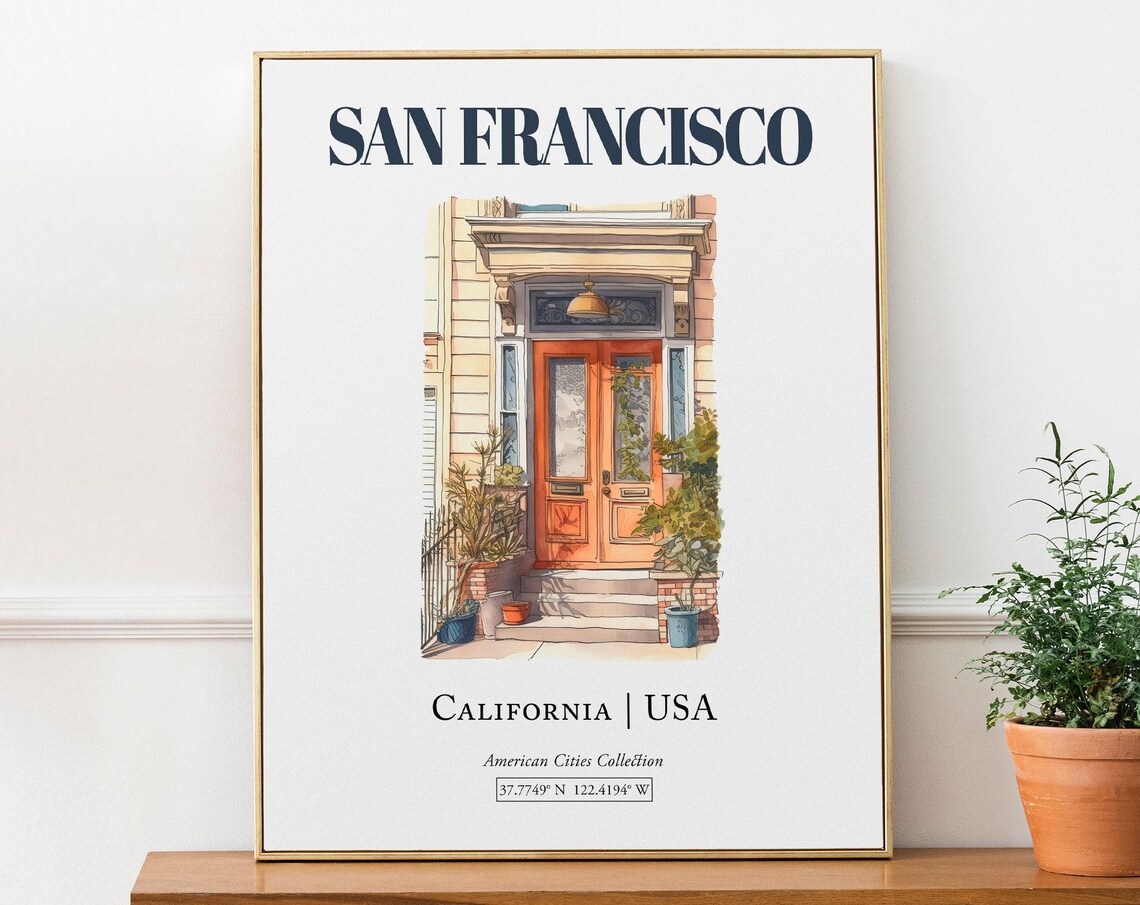 San Francisco Minimalist Watercolor Travel Poster
