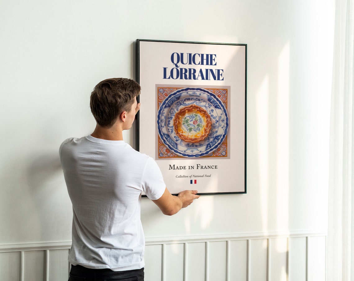 Quiche Lorraine on Maiolica Tile Plate, Kitchen Art Print - Image 3