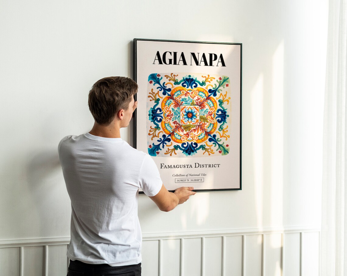 Agia Napa Tile Pattern, Cyprus Island Art Print - Image 2