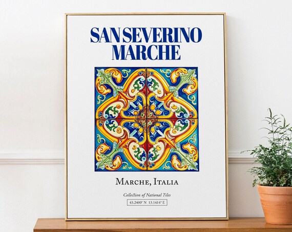San Severino Marche Italy Traditional Maiolica Tile Art Print