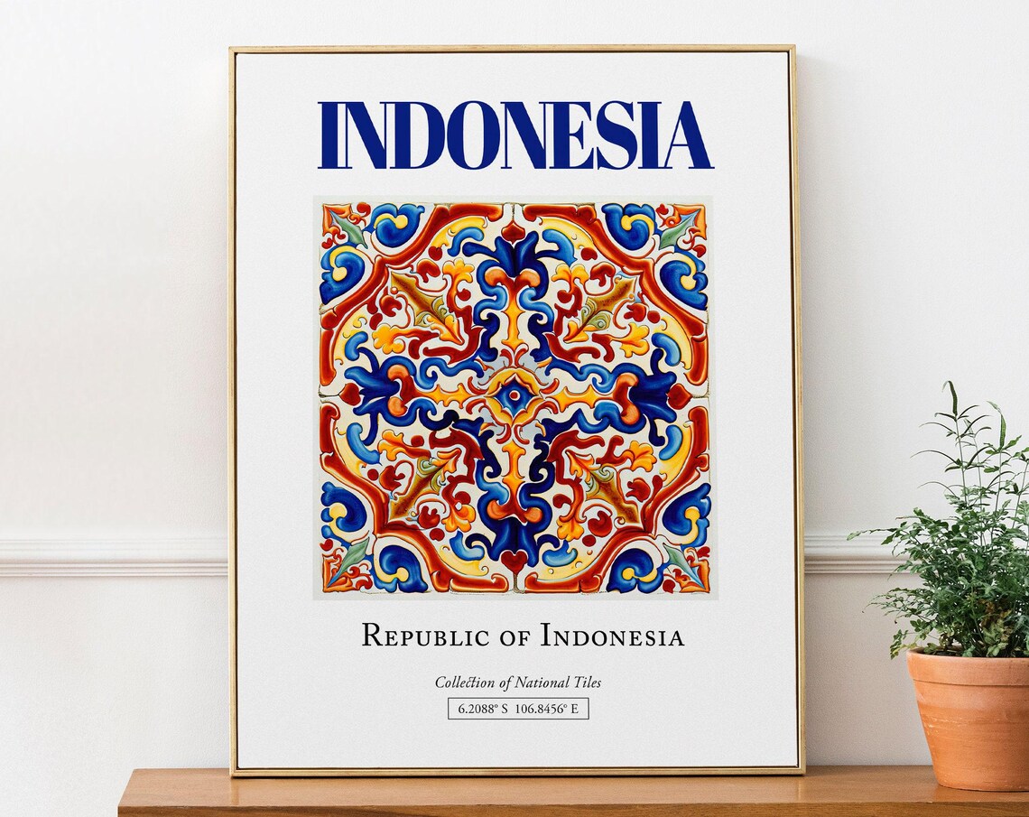 Indonesia Minimalist Traditional Tile Art Print