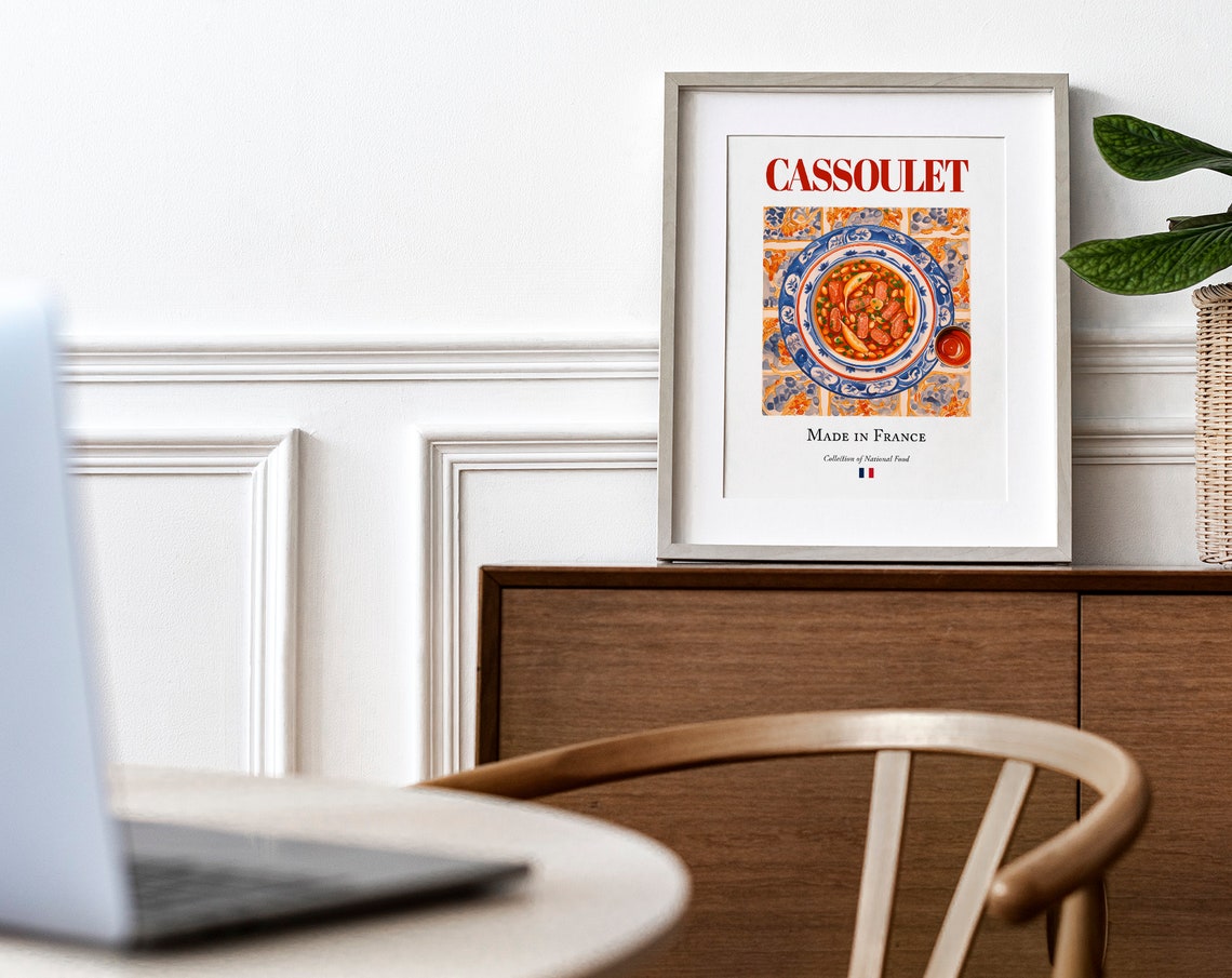 Cassoulet On Maiolica Tile Plate, Kitchen Art Print - Image 4