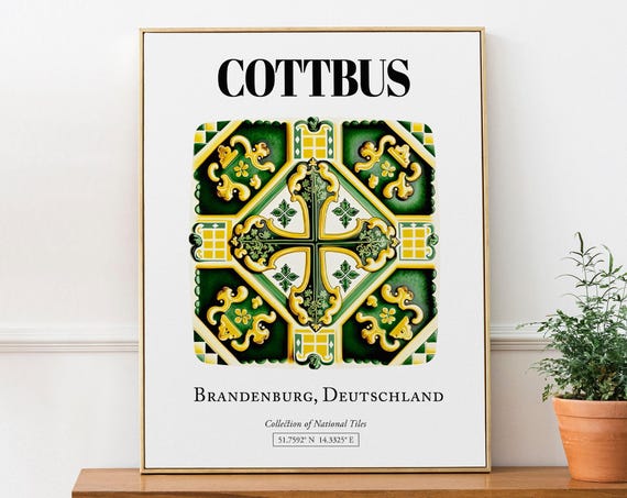 Cottbus Brandenburg Germany Traditional Tile Pattern Art Print