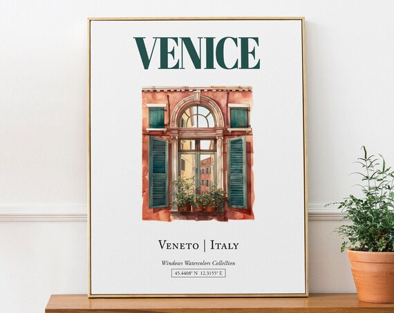 Venice Veneto Italy Travel Poster, Watercolor Illustration
