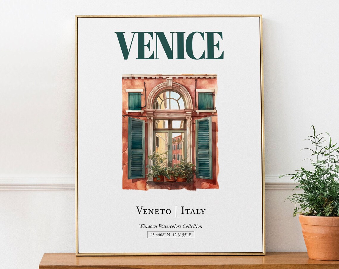 Venice Veneto Italy Travel Poster, Watercolor Illustration