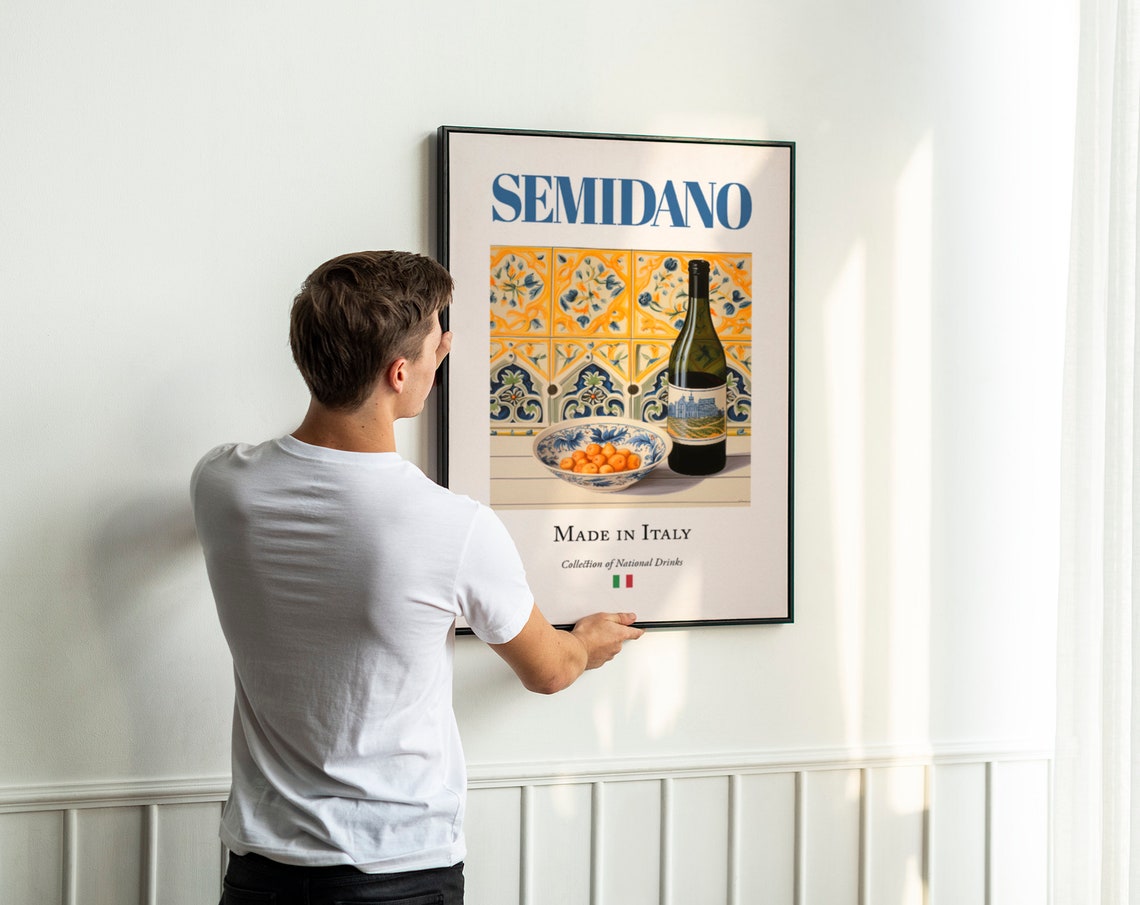 Semidano Wine on Maiolica Tile, Italian Beverage Print - Image 3