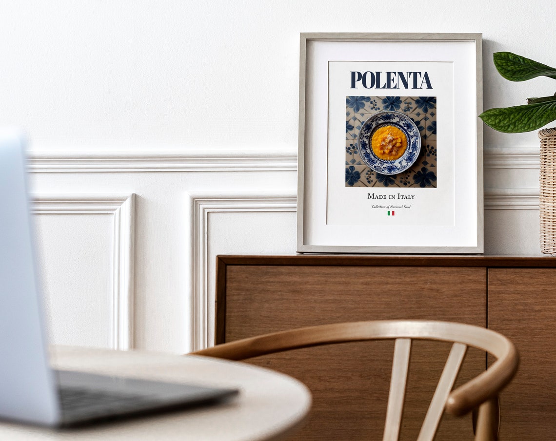 Polenta on Maiolica Tile Plate, Italian Food Poster - Image 4