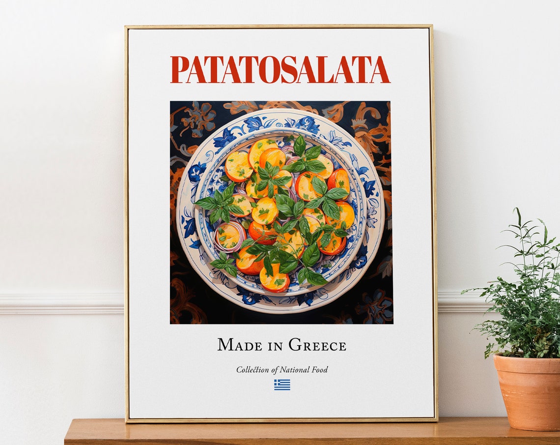 Patatosalata On Maiolica Tile Plate, Greek Food Art Print