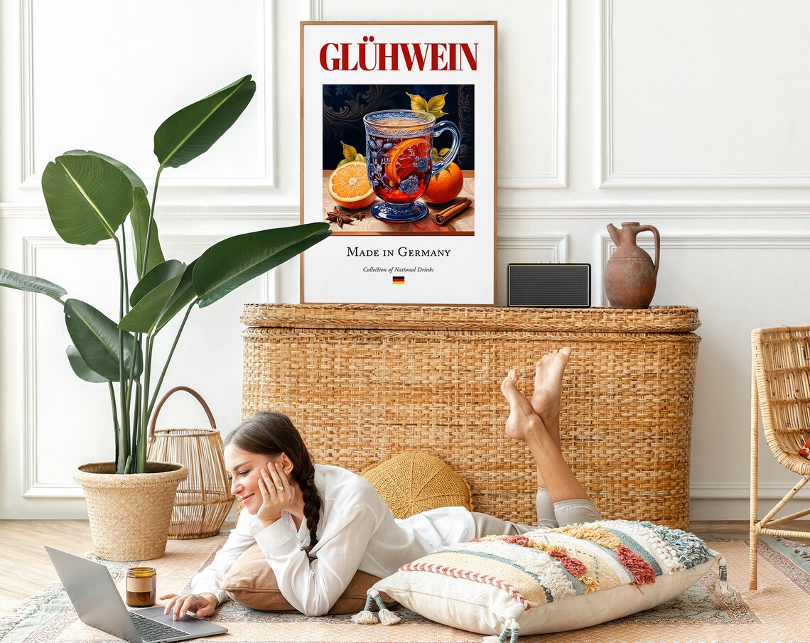Glhwein On Maiolica Tile, Kitchen And Bar Art Print - Image 3