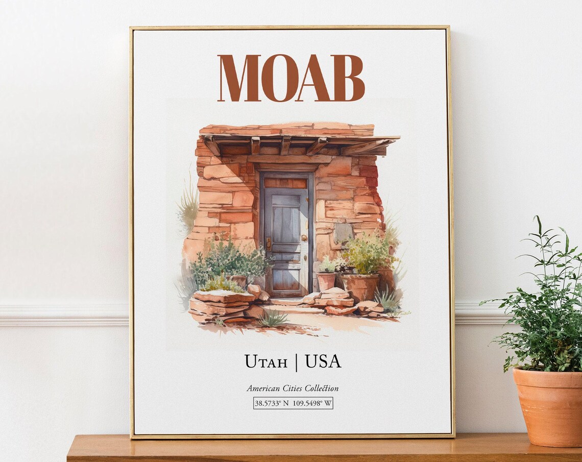 Moab Utah USA Minimalist Watercolor Travel Poster