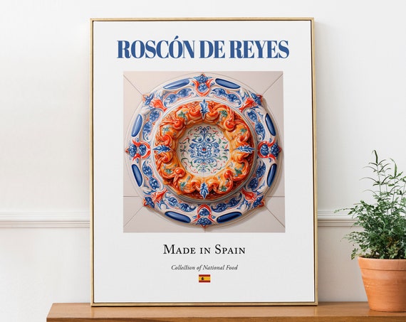 Roscón de Reyes on Maiolica Tile Plate, Spanish Food Art Print
