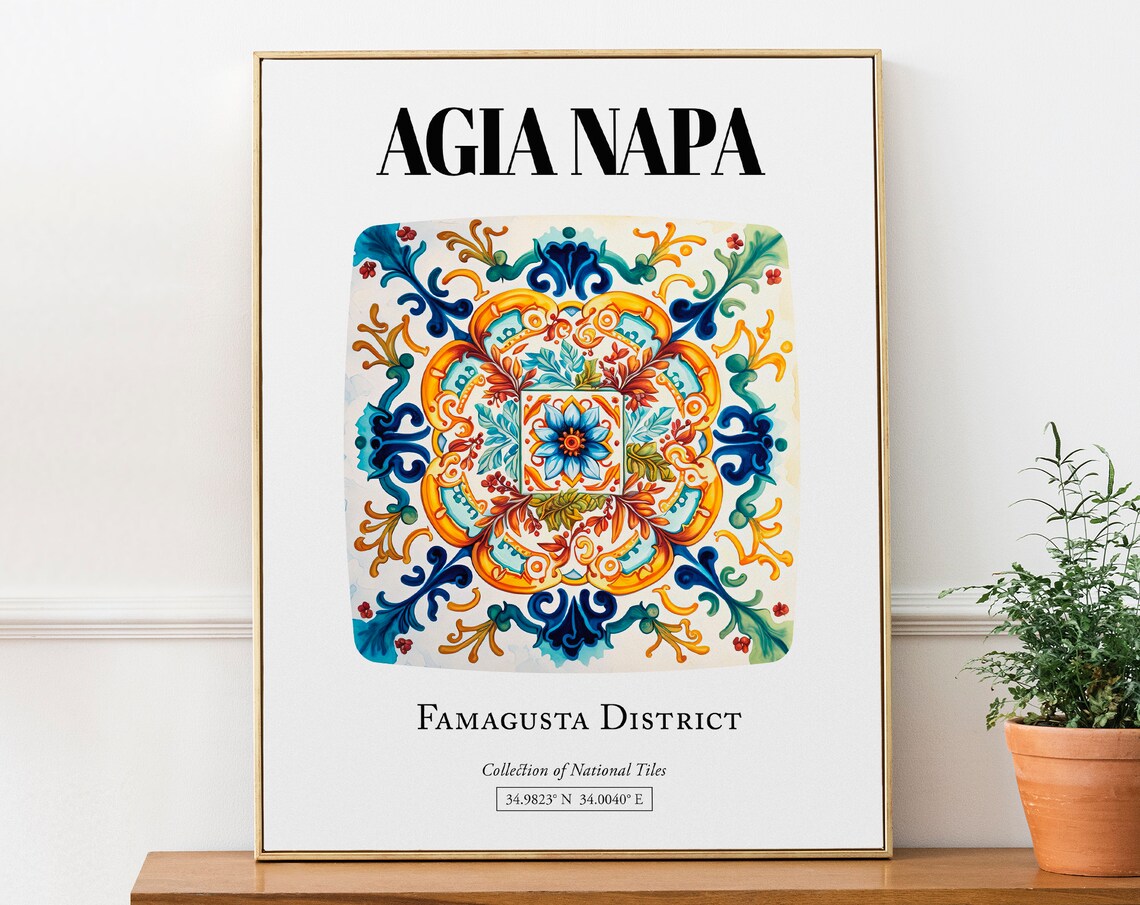Agia Napa Tile Pattern, Cyprus Island Art Print