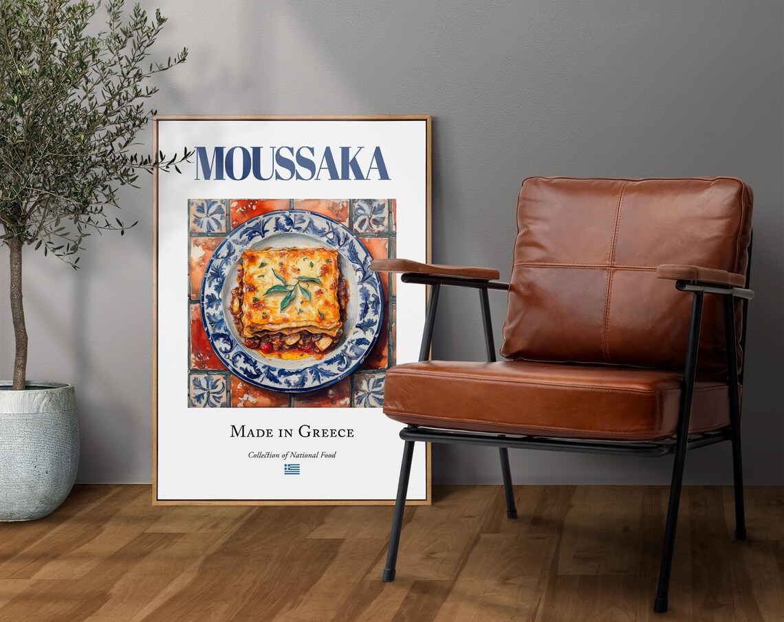 Moussaka Traditional Greek Food Kitchen Decor Art Print - Image 4