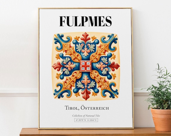Fulpmes Tirol Austria Traditional Tile Pattern Travel Poster