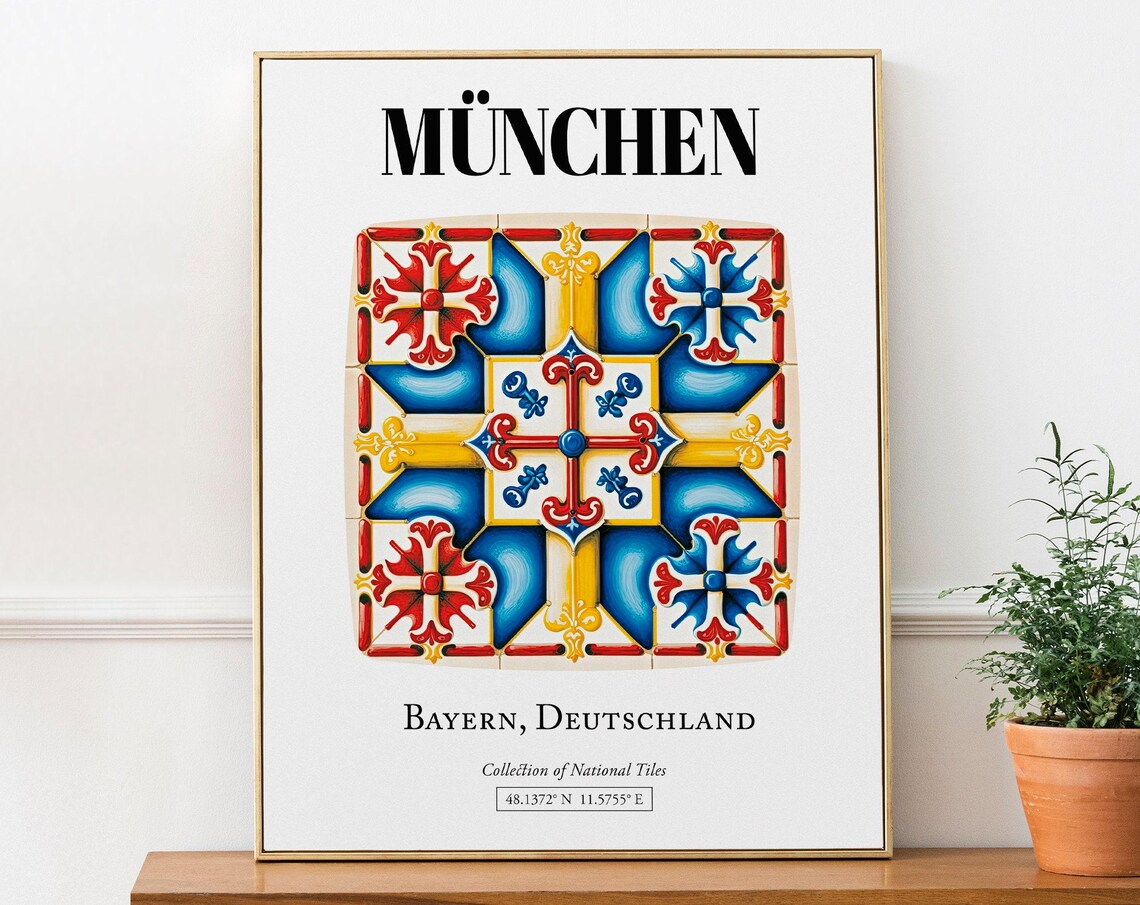 München Bayern Deutschland Tile Pattern Art Print