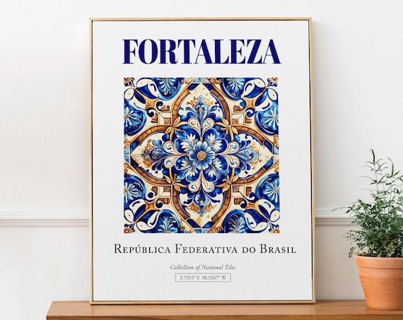Fortaleza Brasil Minimalist Azulejo Tile Art Print